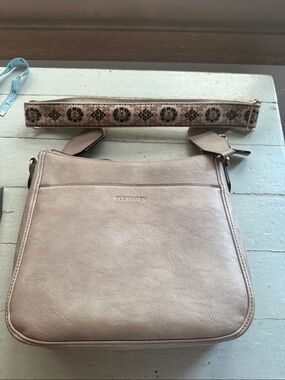 Bostanten Soft Cream Crossbody with Embroidered Boho Strap